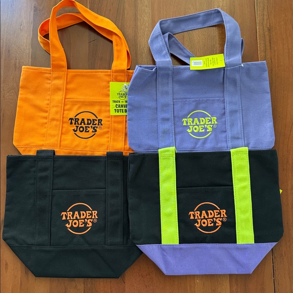 Trader Joe's Mini Halloween Canvas Tote Bags - SET OF 4